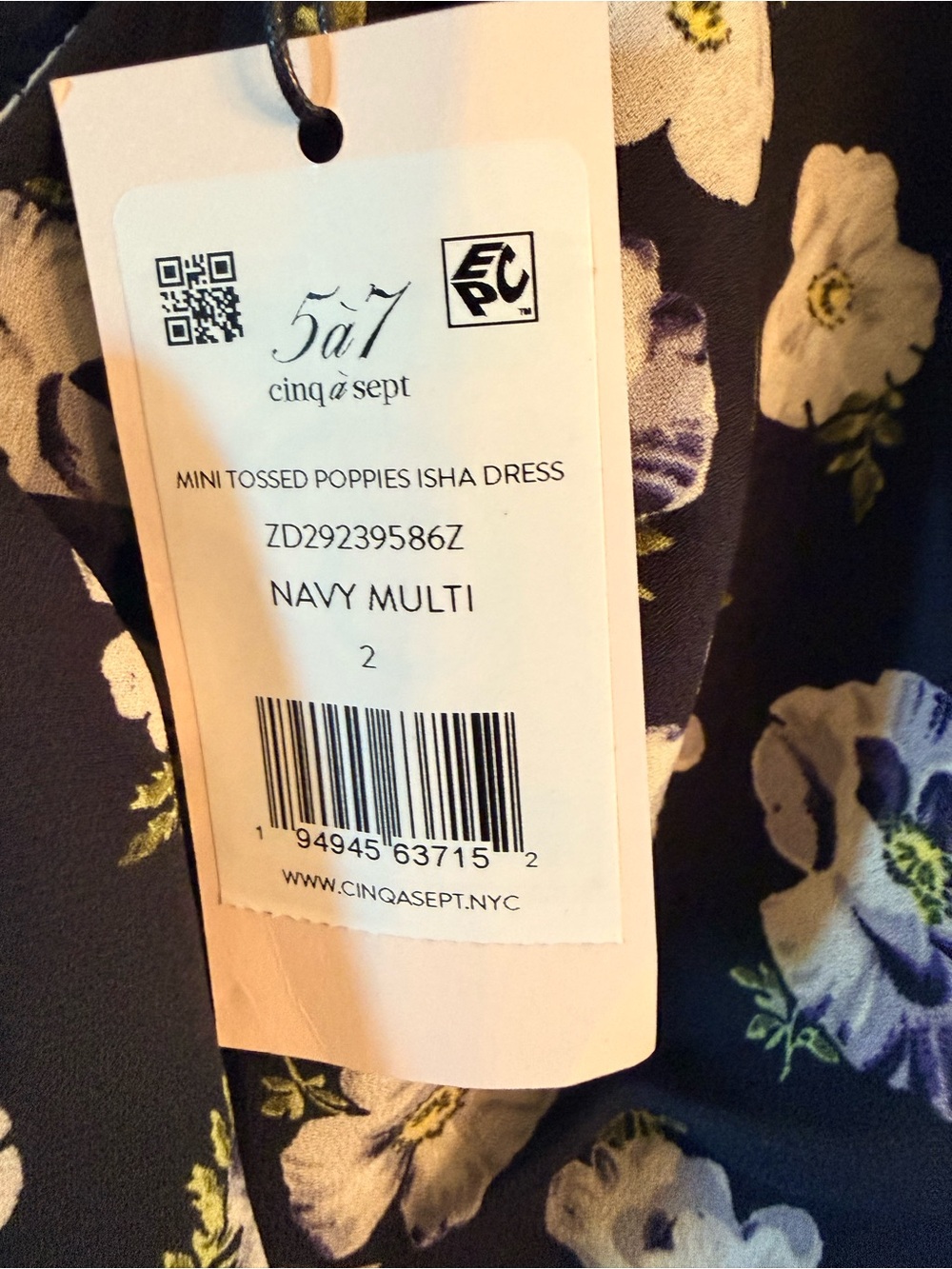 NWT Cinq a Sept Poppies Isha Dress in Navy Floral Size 2 - Picture 11 of 12